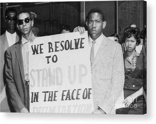 Young Men Acrylic Print featuring the photograph African American Student Demonstrators by Bettmann