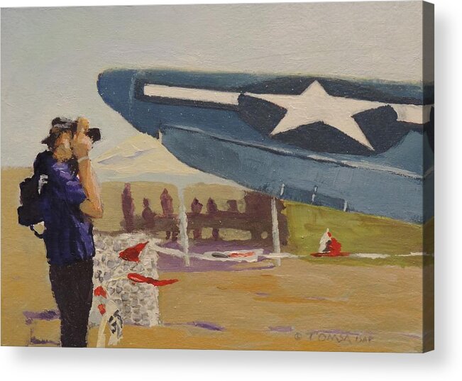 Airshow Photog Acrylic Print featuring the painting Airshow Photog by Bill Tomsa