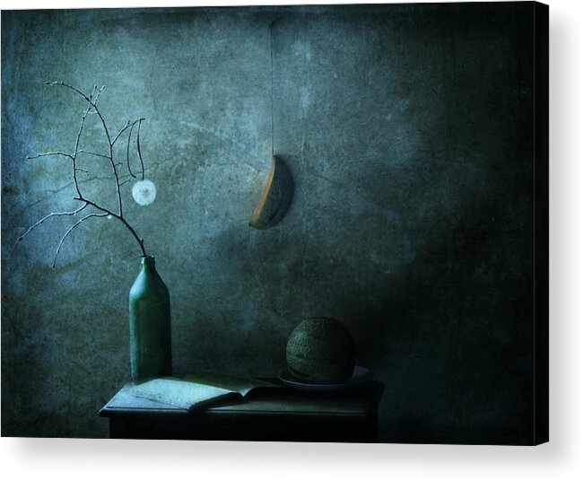 Conceptual Acrylic Print featuring the photograph Allegory With Melon by Delphine Devos
