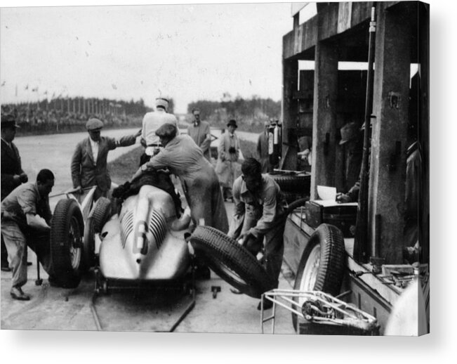 People Acrylic Print featuring the photograph Auto Union In The Pits During A Grand by Heritage Images