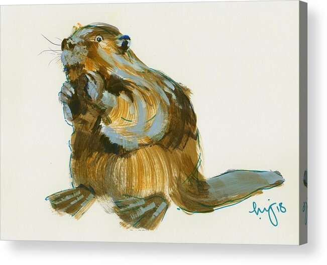 Beaver Acrylic Print featuring the painting Beaver painting by Mike Jory