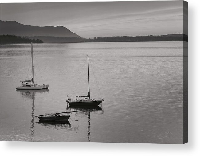 Bellingham Bay Acrylic Print featuring the painting Bellingham Bay Bw by Alan Majchrowicz
