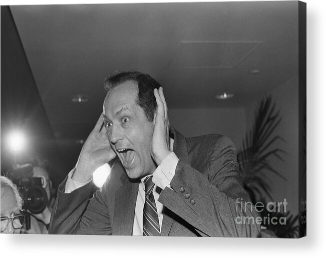 Newark Liberty International Airport Acrylic Print featuring the photograph Bill Bradley With An Excitable Face by Bettmann