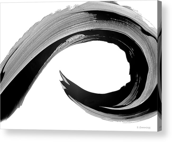 Black Acrylic Print featuring the painting Black and White Wave Art - Black Beauty 19 - Sharon Cummings by Sharon Cummings