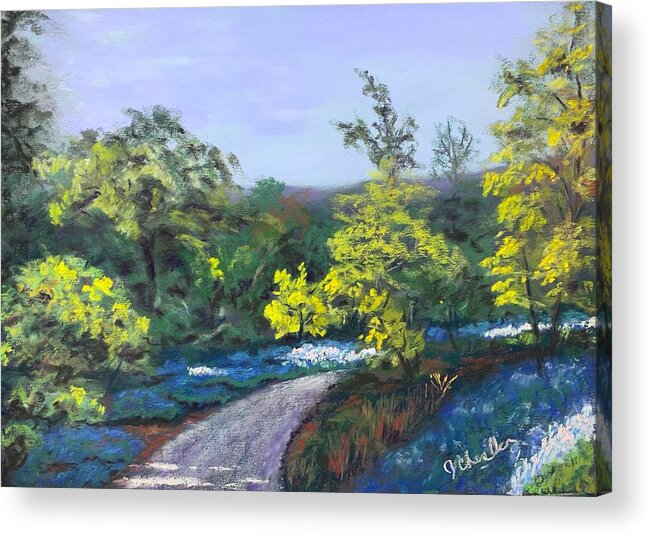 Bluebonnets Acrylic Print featuring the painting Bluebonnet Drive by Jan Chesler