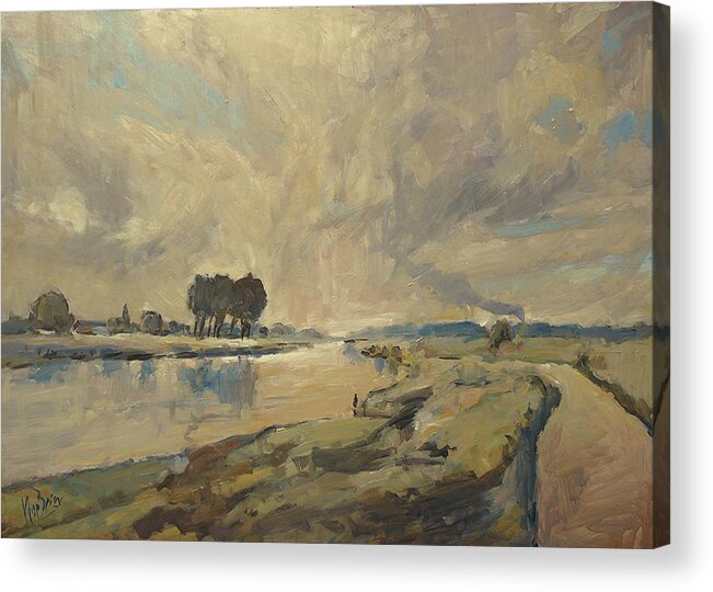 Briex Acrylic Print featuring the painting Border Maas near Kotem with the view to Meers by Nop Briex