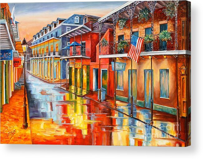 New Orleans Acrylic Print featuring the painting Bourbon Street Morning by Diane Millsap