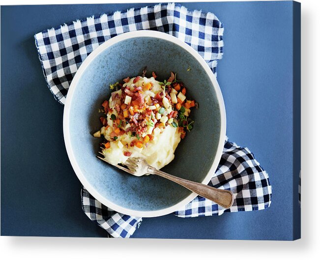 Serving Size Acrylic Print featuring the photograph Bowl Of Mashed Potato With Bacon by Line Klein