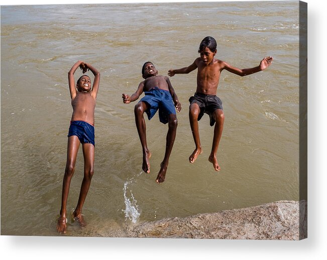 Travel Acrylic Print featuring the photograph Boys Jump by Shreenivas Yenni