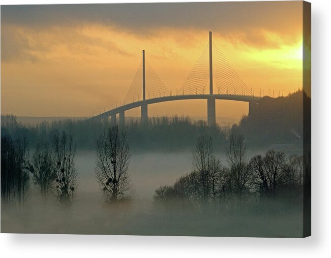 Scenics Acrylic Print featuring the photograph Brotonne Bridge by Photographie Hg Meunier