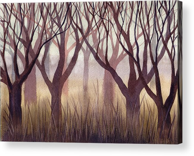 Russian Artists New Wave Acrylic Print featuring the painting Brownish Forest by Ina Petrashkevich