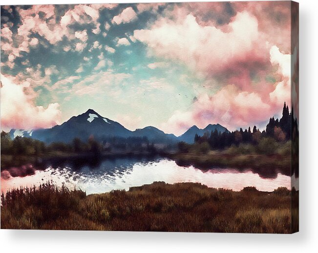Mountain Spring Acrylic Print featuring the painting Bucolic Paradise - 36 by AM FineArtPrints