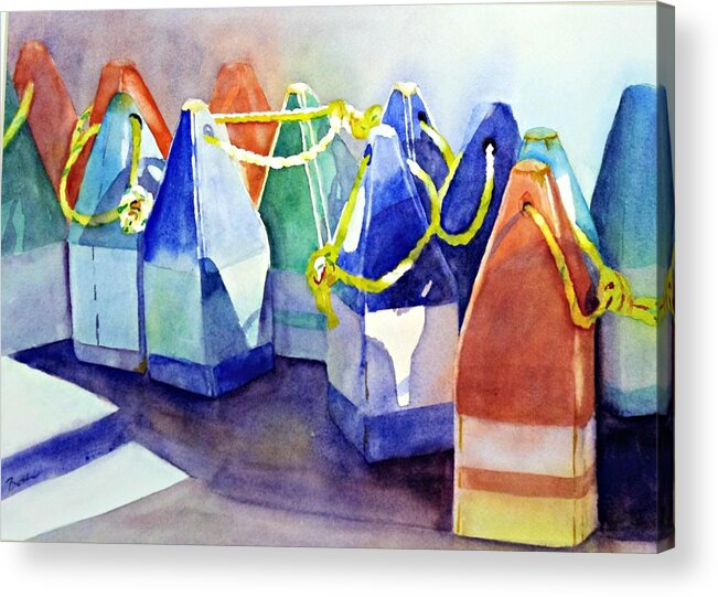 Sea Acrylic Print featuring the painting Buoys by Beth Fontenot