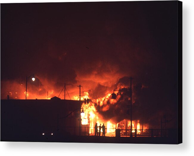 Usa Acrylic Print featuring the photograph Burning Buildings During Detroit Riots by Declan Haun