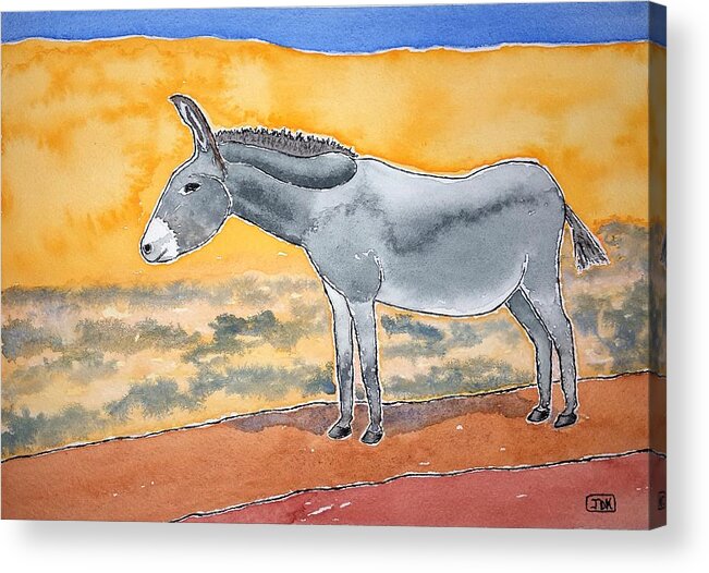 Watercolor Acrylic Print featuring the painting Burro Lore by John Klobucher