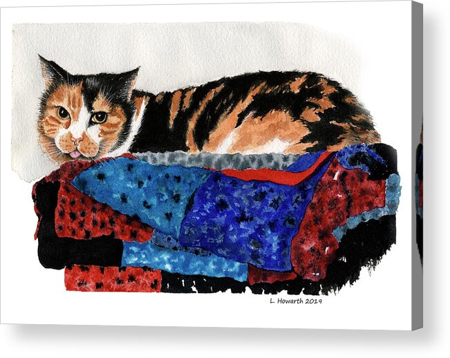 Cat Acrylic Print featuring the painting Calico Cutie by Louise Howarth