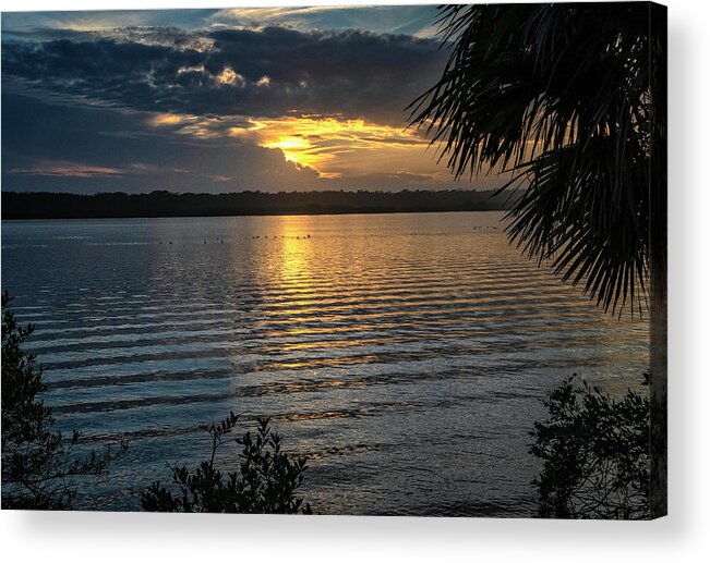 Barberville Roadside Yard Art And Produce Acrylic Print featuring the photograph Canaveral Park Sunset by Tom Singleton