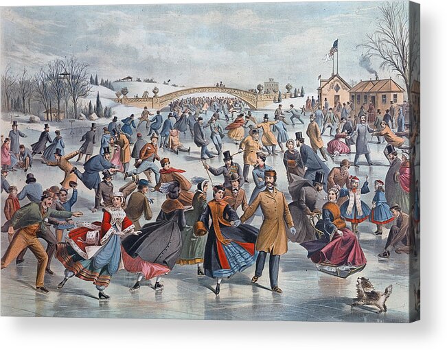Pets Acrylic Print featuring the photograph Central-park, Winter The Skating Pond by Hulton Archive