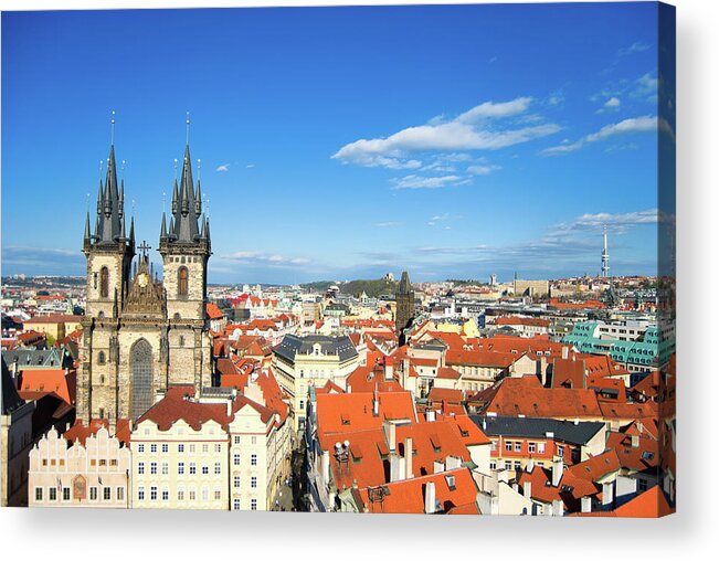 Gothic Style Acrylic Print featuring the photograph Cityscape Of Old Town Square In Prague by Aleksandargeorgiev