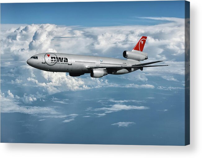 Northwest Airlines Acrylic Print featuring the mixed media Classic Northwest Airlines DC-10-30 by Erik Simonsen