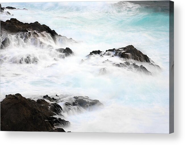 Tranquility Acrylic Print featuring the photograph Cliff Rocks Water by Pol Úbeda Hervas Photo