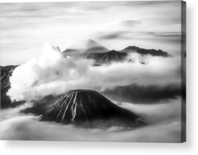 Clouds Acrylic Print featuring the photograph Clouds Over Bromo At Sunrise by Dieter Walther