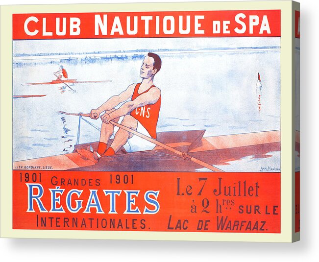 Sculling Acrylic Print featuring the painting Club Nautique de Spa by Armand Henrion