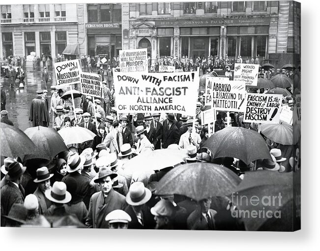 People Acrylic Print featuring the photograph Communists Holding May Day Demonstration by Bettmann