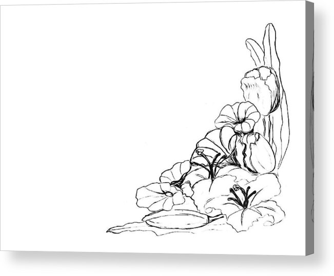 Floral Acrylic Print featuring the drawing Corner Floral Bouquet - PAINT MY SKETCH by Delynn Addams by Delynn Addams