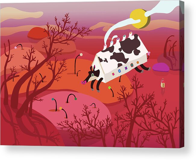 Taiwan Acrylic Print featuring the digital art Cow Live In House by Gracekaten