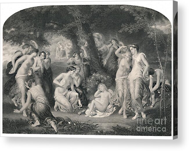 Engraving Acrylic Print featuring the drawing Disarming Of Cupid Sonnet Cliv by Print Collector