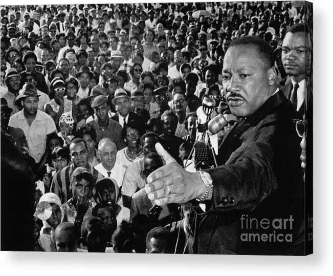 Crowd Of People Acrylic Print featuring the photograph Dr. King Giving Speech by Bettmann