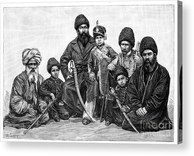 Engraving Acrylic Print featuring the drawing Durrani Chiefs, Afghanistan, 1895 by Print Collector