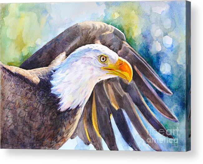 Birds Acrylic Print featuring the painting Eagle by Olesia Panaseiko