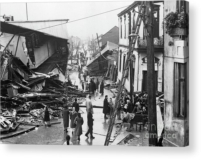 Rubble Acrylic Print featuring the photograph Earthquake Damage In Valdivia by Bettmann