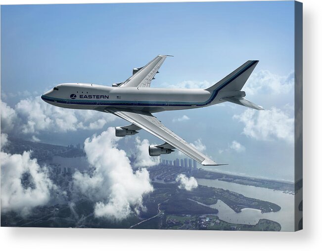 Eastern Airlines Acrylic Print featuring the digital art Eastern Airlines Boeing 747 by Erik Simonsen