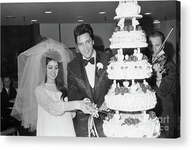 Following Acrylic Print featuring the photograph Elvis And Priscilla Presley by Bettmann