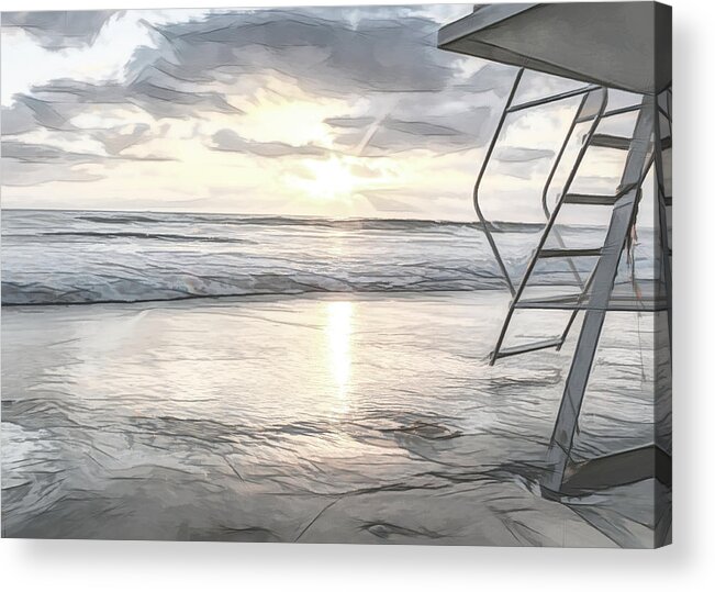 Lifeguard Acrylic Print featuring the photograph End of the Day by Alison Frank