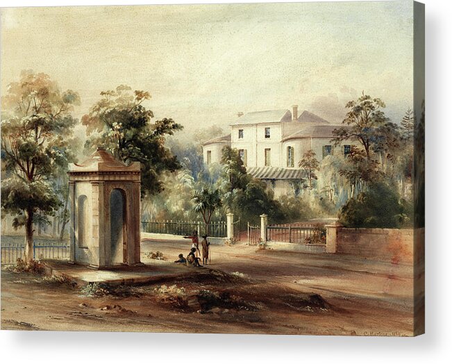 English Colonial Villa Acrylic Print featuring the painting English Colonial Villa by Conrad Martens