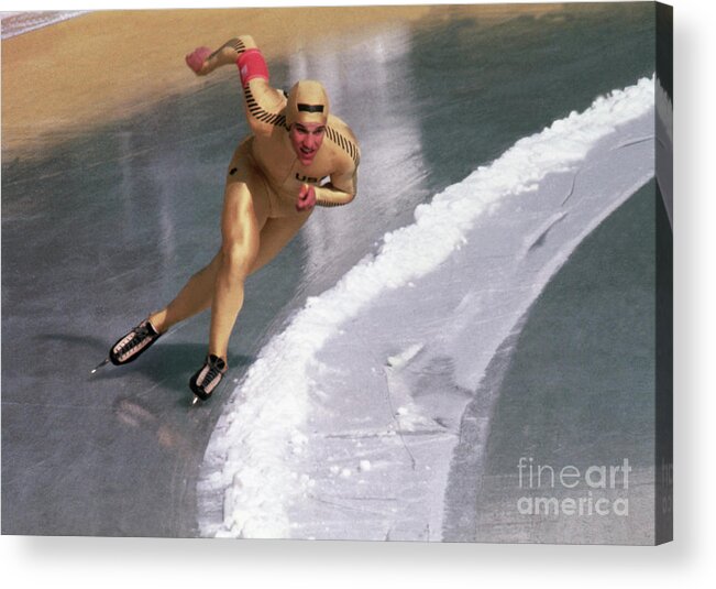 1980-1989 Acrylic Print featuring the photograph Eric Heiden Speed Skating by Bettmann