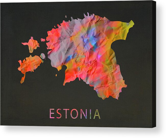 Kinematik Snavset revolution Estonia Tie Dye Country Map Acrylic Print by Design Turnpike - Pixels