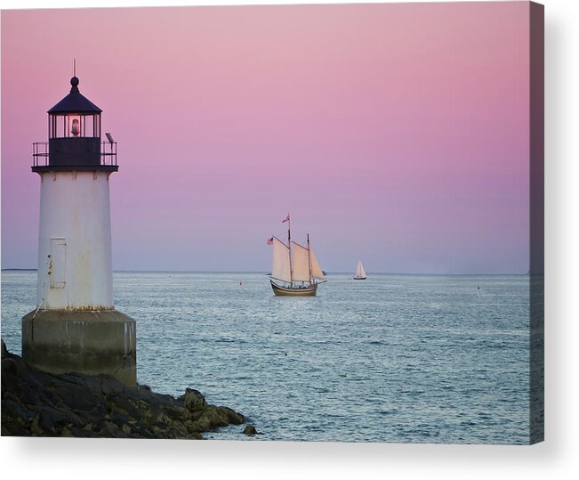 Fame Acrylic Print featuring the photograph Fame at Sunset on Salem Harbor by Jeff Folger