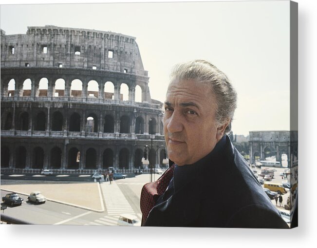 Celebrity Acrylic Print featuring the photograph Federico Fellini, Italian Film Director by Franco Pinna