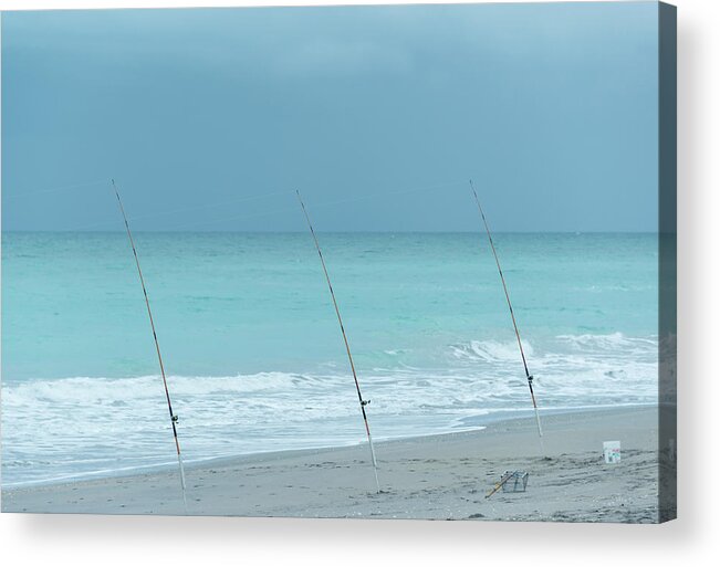 Tranquility Acrylic Print featuring the photograph Fishing Poles by Joanna Mccarthy