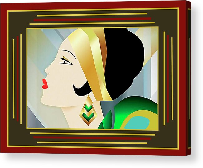 Flapper With Border Acrylic Print featuring the digital art Flapper With Border by Chuck Staley