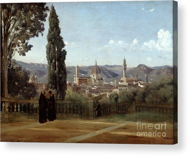 Tranquility Acrylic Print featuring the drawing Florence, View From The Boboli Gardens by Print Collector