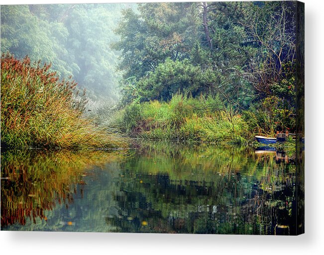 Brook Acrylic Print featuring the photograph Rowing on the brook at dawn by Cordia Murphy