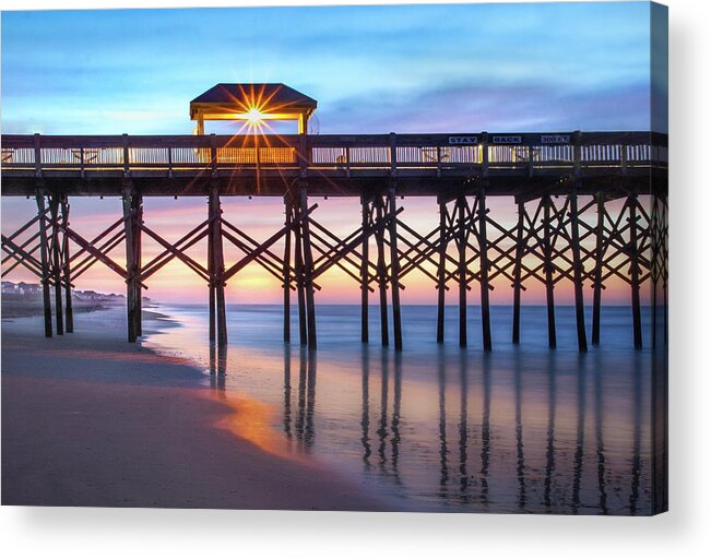 Pier Acrylic Print featuring the photograph Folly Pier at Sunrise by James Woody