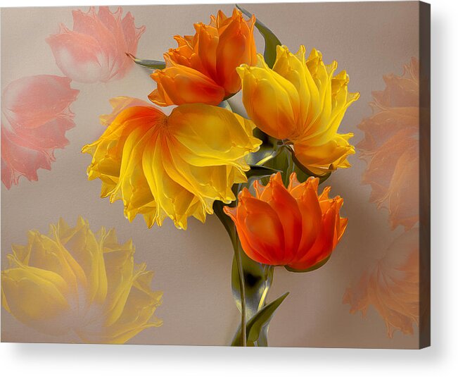 Flowers Acrylic Print featuring the photograph Four Tulips by Ludmila Shumilova