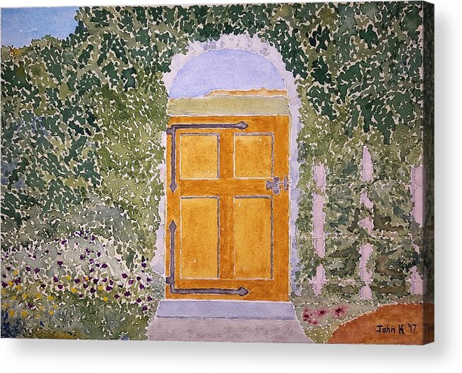 Watercolor Acrylic Print featuring the painting Garden Lore by John Klobucher